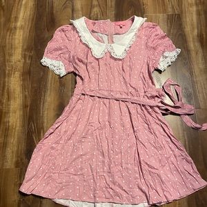 Sugar Thrillz pink white polka dot dress